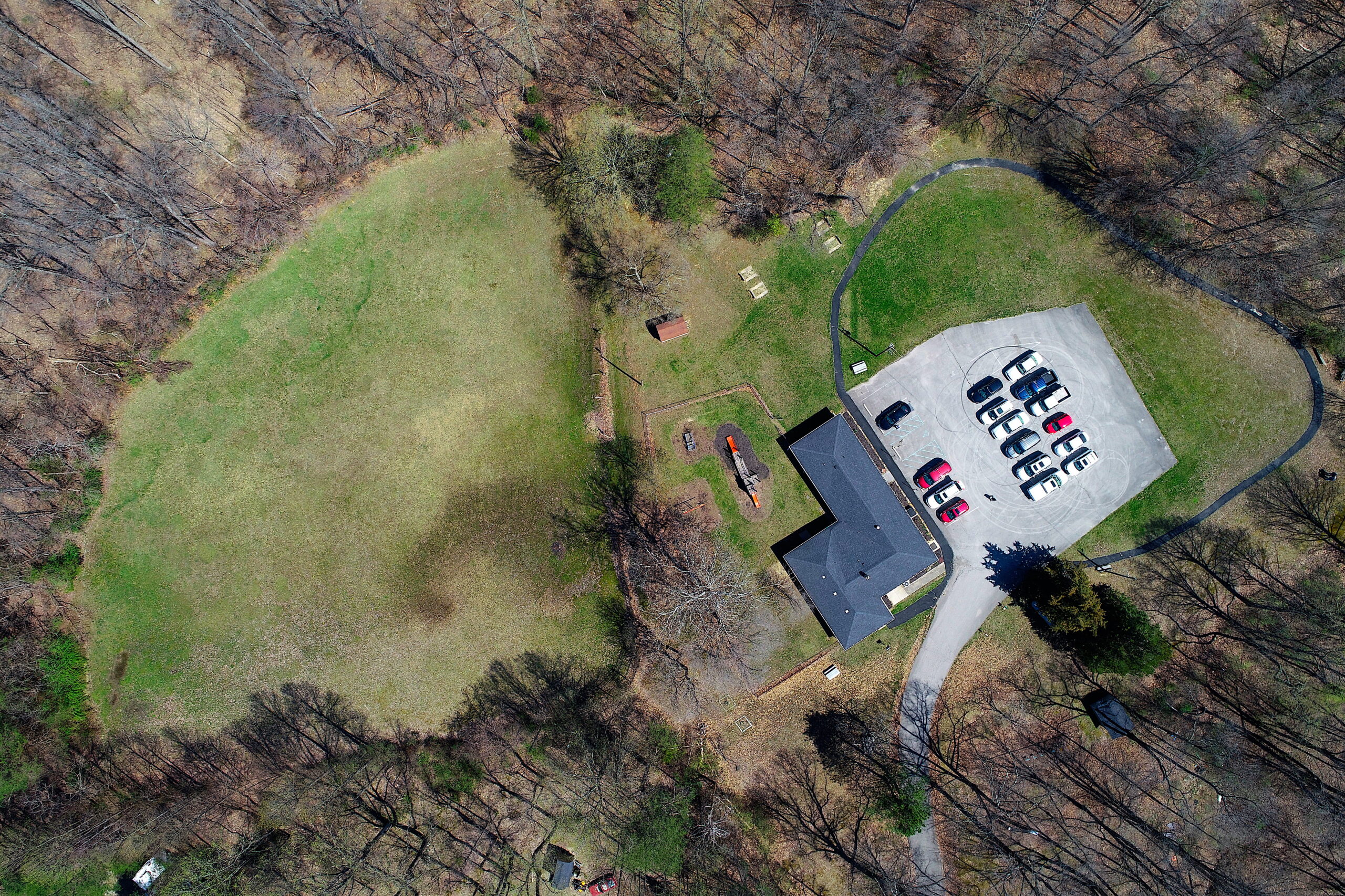 Drone view of property