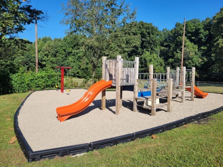 Preschool playground slide view